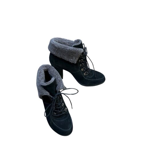 Bjorndal Black Suede Leather Farrah Heeled Lace Up Boots Size 9 - Picture 2 of 9